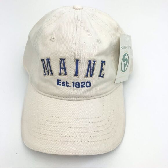 Maine Est.1820 NEW 6 panel Cream Canvas Ball Cap. The Bull ‘n Pitch - Picture 1 of 10